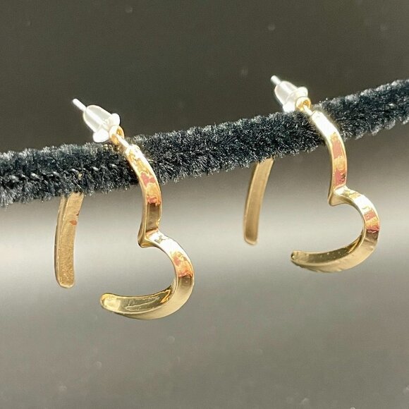 Two Piece Heart Hoop Earrings #1248 - Picture 7 of 7